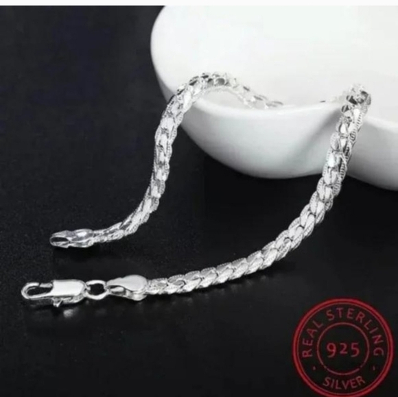 NEW 925 STERLING SILVER FLAT SNAKE CHAIN - 8" BRACELET - Picture 3 of 12